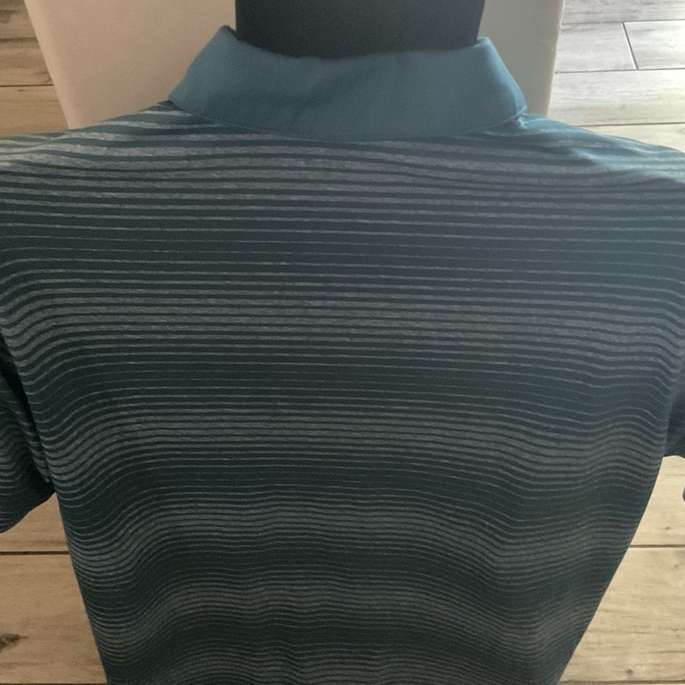 Mens used Nike Golf performance blue green striped polo shirt size L large - Picture 3 of 3